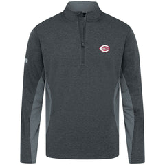 Cincinnati Reds Levelwear Waffle Insignia 2.0 Quarter-Zip Pullover - Heather Black