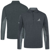 Atlanta Braves Levelwear Waffle Insignia 2.0 Quarter-Zip Pullover - Heather Black