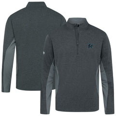 Miami Marlins Levelwear Waffle Insignia 2.0 Quarter-Zip Pullover - Heather Black