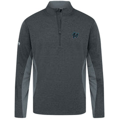 Miami Marlins Levelwear Waffle Insignia 2.0 Quarter-Zip Pullover - Heather Black