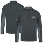 Kansas City Royals Levelwear Waffle Insignia 2.0 Quarter-Zip Pullover - Heather Black