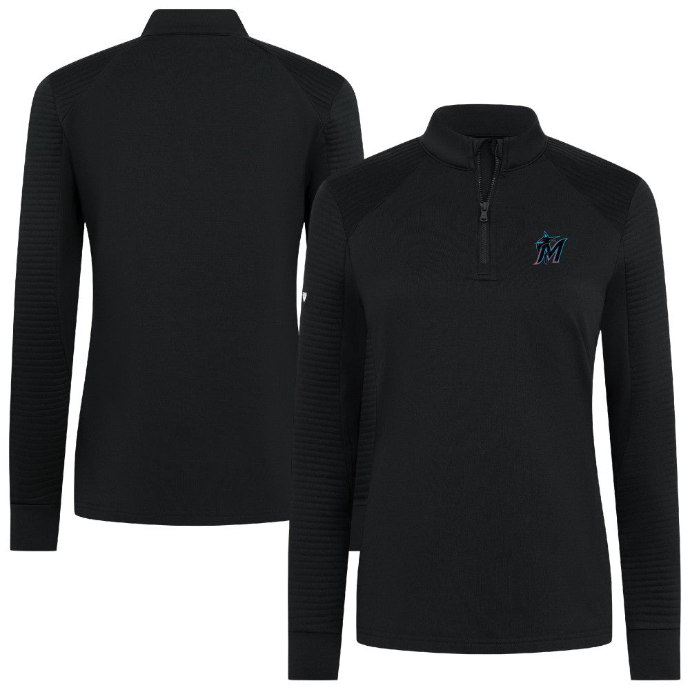 Miami Marlins Levelwear Women's Power Insignia 2.0 Quarter-Zip Pullover Top - Black