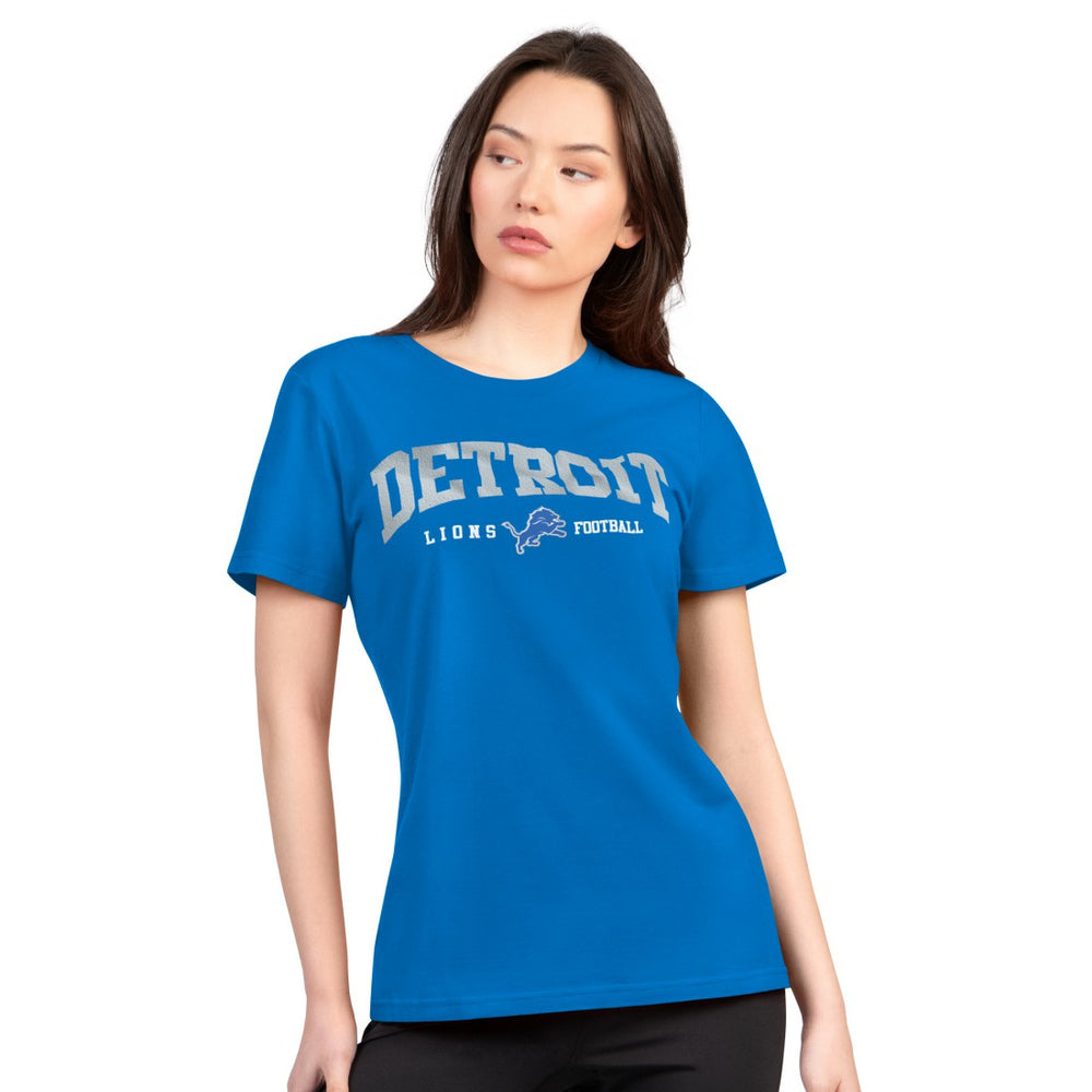 Detroit Lions G-III 4Her by Carl Banks Women's Super-Slim Lightweight Winning Crew T-Shirt - Blue discount
