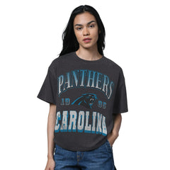 Carolina Panthers Starter Women's Oversized Hall of Fame T-Shirt - Heather Black on sale