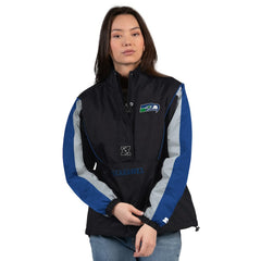 Seattle Seahawks Starter Women's Thursday Night Gridiron Half-Zip Jacket - Black/College Navy outlet