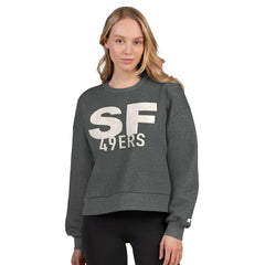San Francisco 49ers Starter Women's Show Up Cropped Fleece Pullover Sweatshirt - Heather Gray outlet