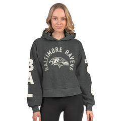 Baltimore Ravens Starter Women's Star Player Cropped Fleece Pullover Hoodie - Heather Charcoal outlet