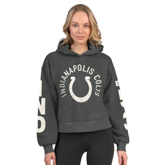 Indianapolis Colts Starter Women's Star Player Cropped Fleece Pullover Hoodie - Heather Charcoal online