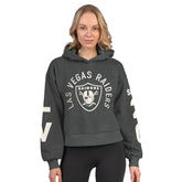 Las Vegas Raiders Starter Women's Star Player Cropped Fleece Pullover Hoodie - Heather Charcoal cheap