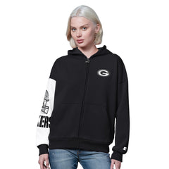 Green Bay Packers Starter Women's 4th Down Full-Zip Hoodie - Black sale