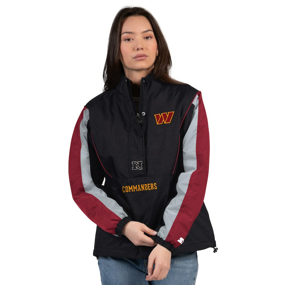 Washington Commanders Starter Women's Thursday Night Gridiron Half-Zip Jacket - Black/Burgundy for sale
