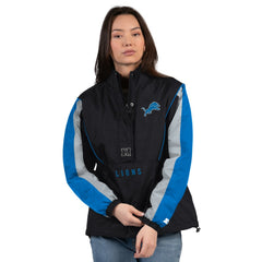 Detroit Lions Starter Women's Thursday Night Gridiron Half-Zip Jacket - Black/Blue online