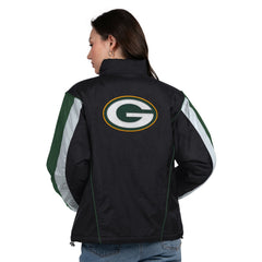 Green Bay Packers Starter Women's Thursday Night Gridiron Half-Zip Jacket - Black/Green sale