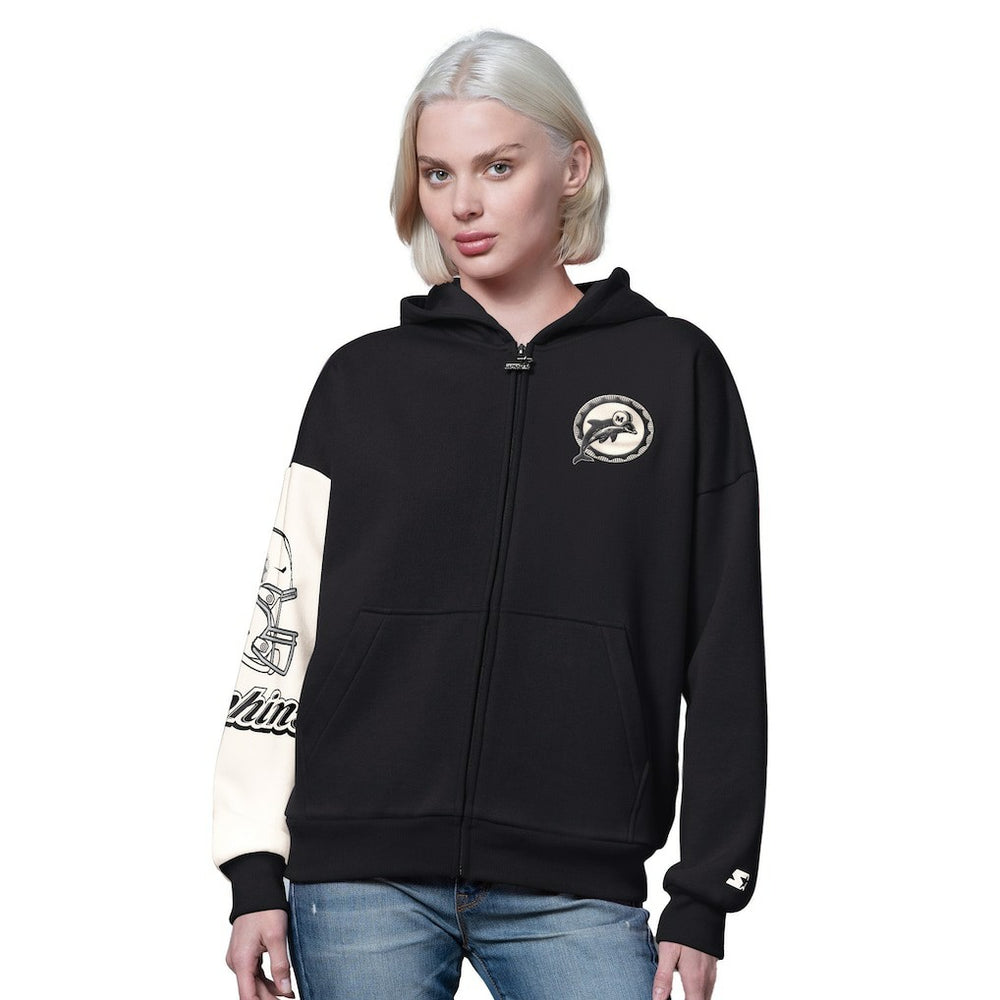 Miami Dolphins Starter Women's 4th Down Full-Zip Hoodie - Black cheap