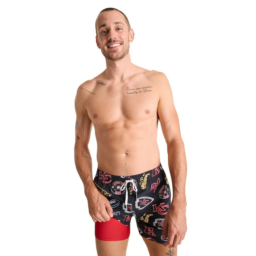 Kansas City Chiefs Chubbies The Neon 5.5" Classic Lined Swim Trunks - Black cheap