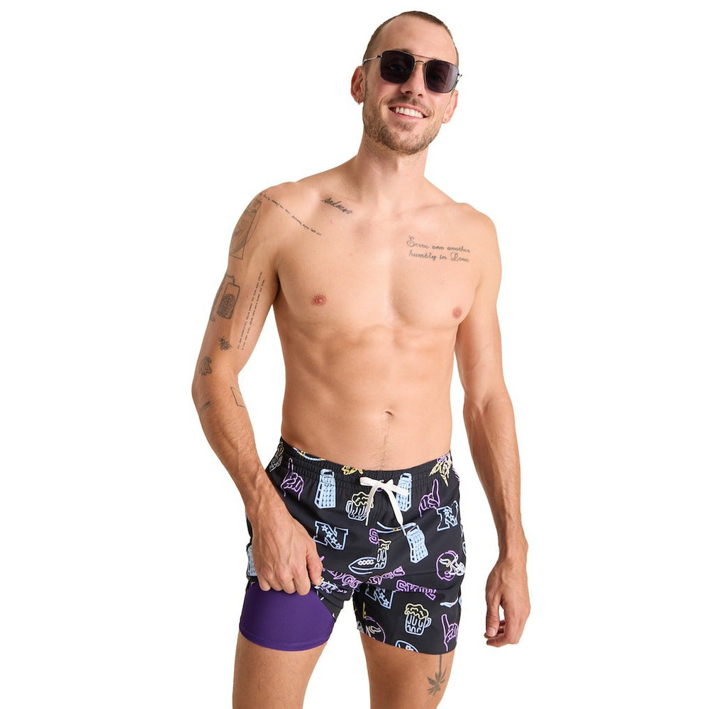 Minnesota Vikings Chubbies The Neon 5.5" Classic Lined Swim Trunks - Black on sale