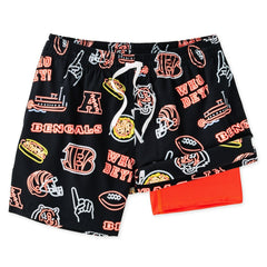 Cincinnati Bengals Chubbies The Neon 5.5" Classic Lined Swim Trunks - Black sale