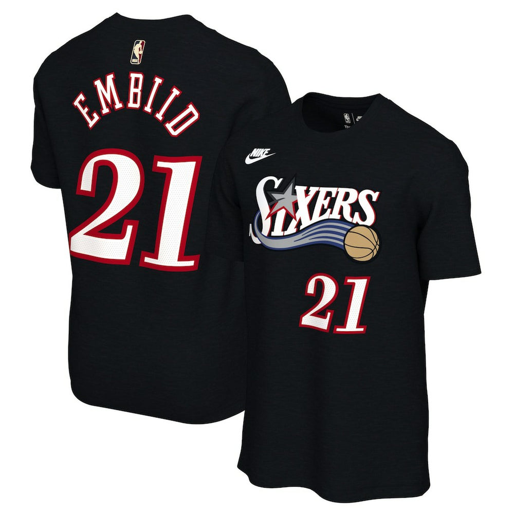 Joel Embiid Philadelphia 76ers Unisex Name & Number T-Shirt - Classic Edition - Black | Nike shop