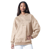 New York Jets G-III 4Her by Carl Banks Women's Best Hitter Oversized Tunic Pullover Hoodie - Cream sale