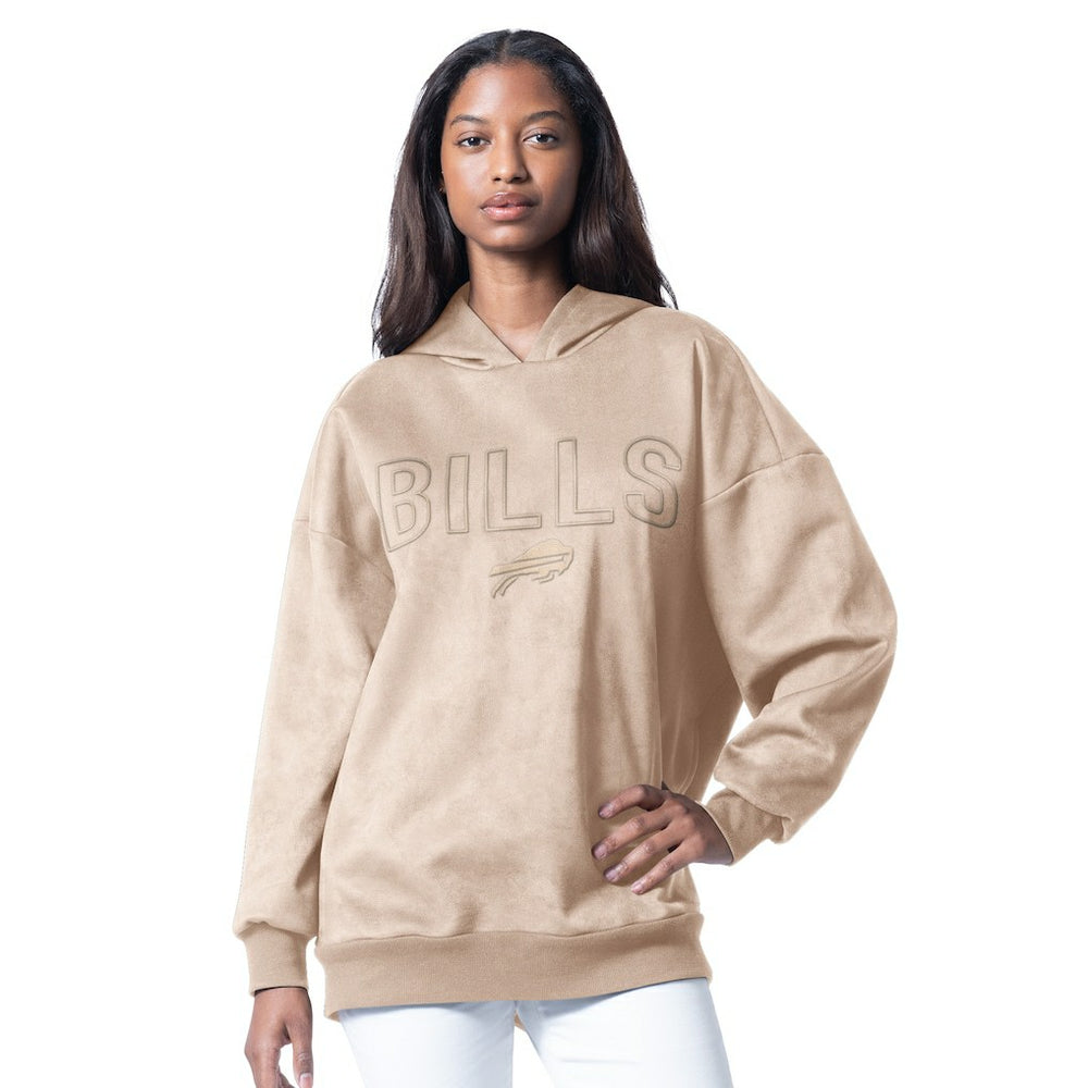 Buffalo Bills G-III 4Her by Carl Banks Women's Best Hitter Oversized Tunic Pullover Hoodie - Cream on sale