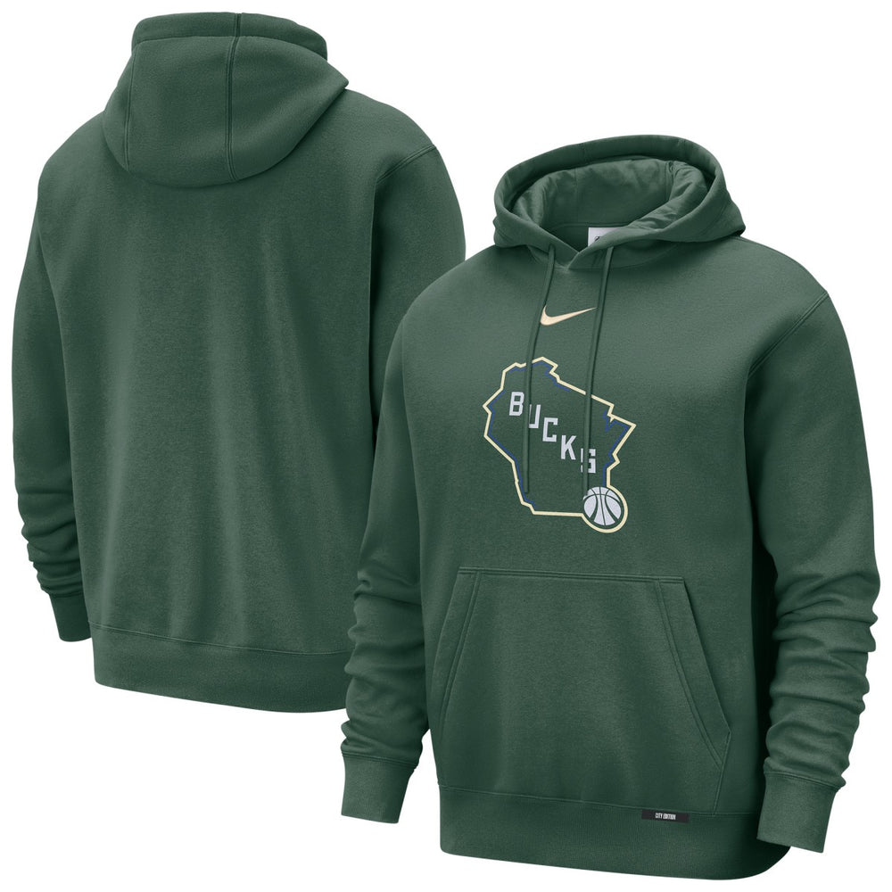 Milwaukee Bucks 2025/26 City Edition Essential Logo Remix Hoodie - Hunter Green | Nike outlet