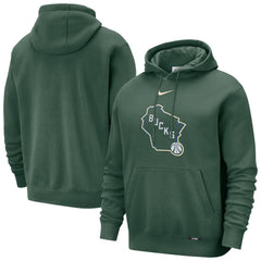 Milwaukee Bucks 2025/26 City Edition Essential Logo Remix Hoodie - Hunter Green | Nike outlet