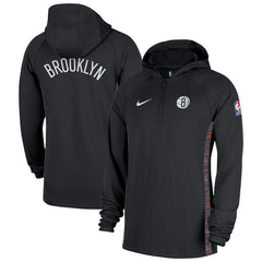 Brooklyn Nets 2025/26 City Edition Remix Authentic On-Court Quarter-Zip Dri-FIT Hooded Jacket - Black | Nike outlet