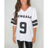 Joe Burrow Cincinnati Bengals Cuce Women's Crystal V-Neck Tunic - White outlet