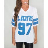 Aidan Hutchinson Detroit Lions Cuce Women's Crystal V-Neck Tunic - White sale