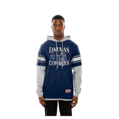 Dallas Cowboys New Era Twofer Layered Long Sleeve Hoodie T-Shirt - Navy for sale