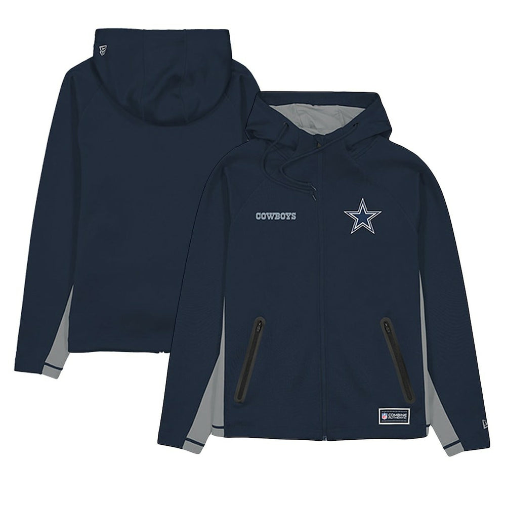 Dallas Cowboys New Era Combine Authentic Raglan Scuba Full-Zip Hoodie - Navy for sale