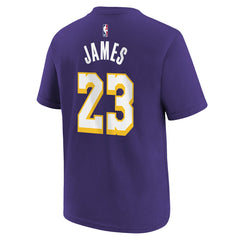 LeBron James Los Angeles Lakers Jordan Brand Youth Statement Edition Name & Number T-Shirt - Purple for sale