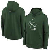 Milwaukee Bucks Youth 2025/26 City Edition Club Fleece Pullover Hoodie - Hunter Green | Nike on sale