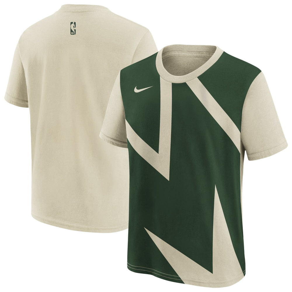 Milwaukee Bucks Youth 2025/26 City Edition Max90 T-Shirt - Cream/Hunter Green | Nike on sale