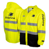 Miami Dolphins Hi-Vis Safety Waterproof Rainshell Full-Zip Hooded Jacket - Yellow outlet