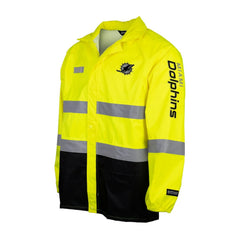 Miami Dolphins Hi-Vis Safety Waterproof Rainshell Full-Zip Hooded Jacket - Yellow outlet