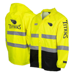 Tennessee Titans Hi-Vis Safety Waterproof Rainshell Full-Zip Hooded Jacket - Yellow for sale