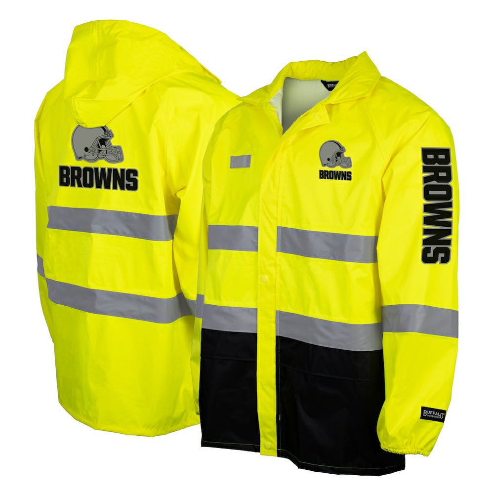 Cleveland Browns Hi-Vis Safety Waterproof Rainshell Full-Zip Hooded Jacket - Yellow online