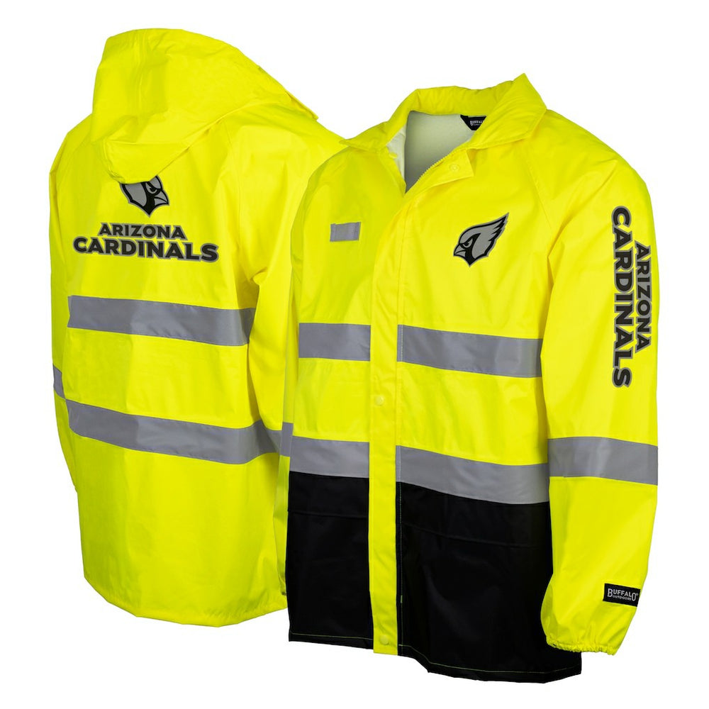 Arizona Cardinals Hi-Vis Safety Waterproof Rainshell Full-Zip Hooded Jacket - Yellow sale