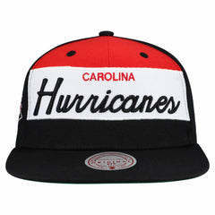 Carolina Hurricanes Mitchell & Ness Retro Script Colorblock Snapback Hat Black