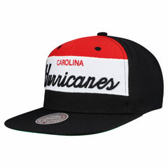 Carolina Hurricanes Mitchell & Ness Retro Script Colorblock Snapback Hat Black