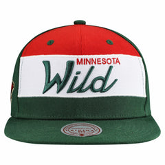 Minnesota Wild Mitchell & Ness Retro Script Colorblock Snapback Hat Green