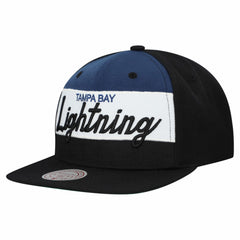 Tampa Bay Lightning Mitchell & Ness Retro Script Colorblock Snapback Hat Black