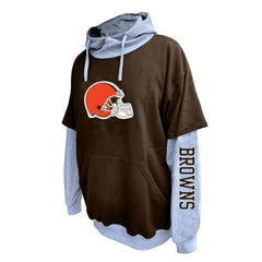 Cleveland Browns Big & Tall Twofer Pullover Hoodie - Brown/Heather Gray discount