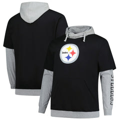 Pittsburgh Steelers Big & Tall Twofer Pullover Hoodie - Black/Heather Gray online