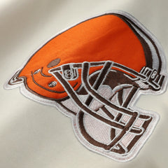 Cleveland Browns Profile Big & Tall Chest Print and Logo Short Sleeve Pullover Hoodie - Oatmeal on sale