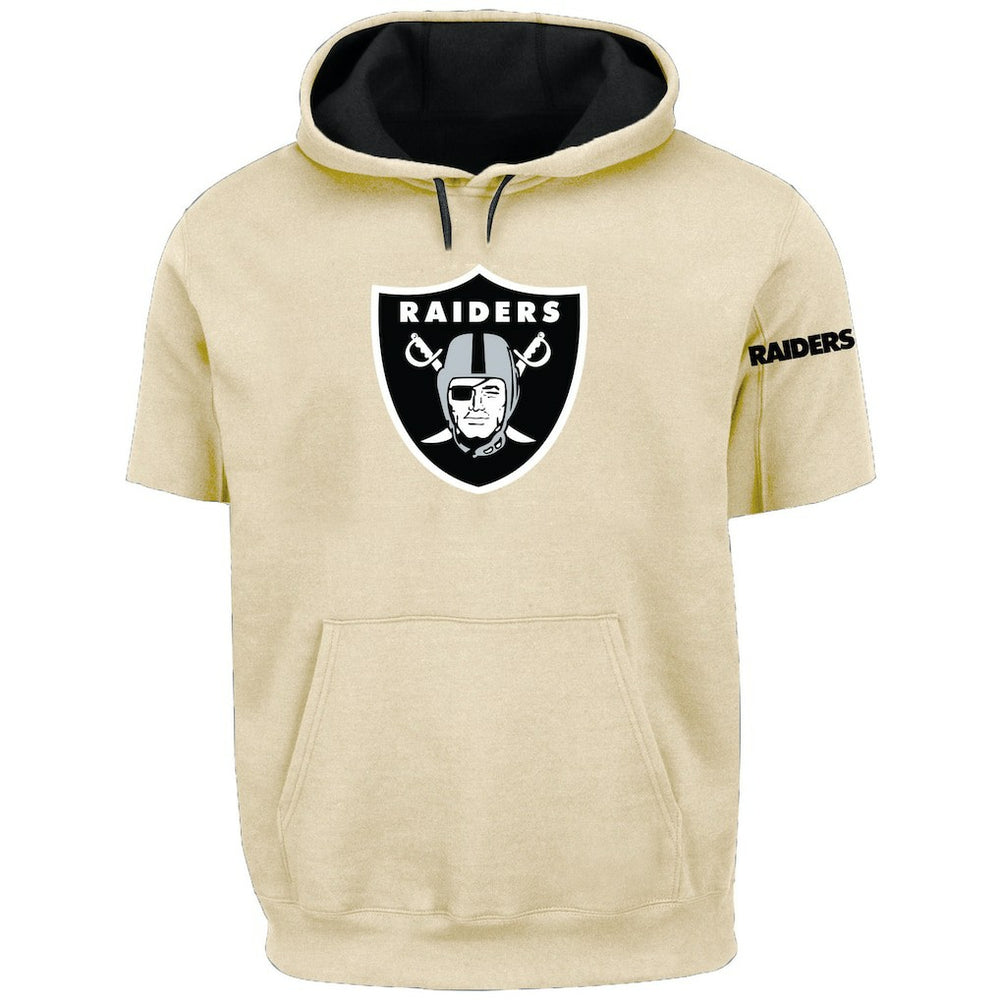 Las Vegas Raiders Profile Big & Tall Chest Print and Logo Short Sleeve Pullover Hoodie - Oatmeal cheap