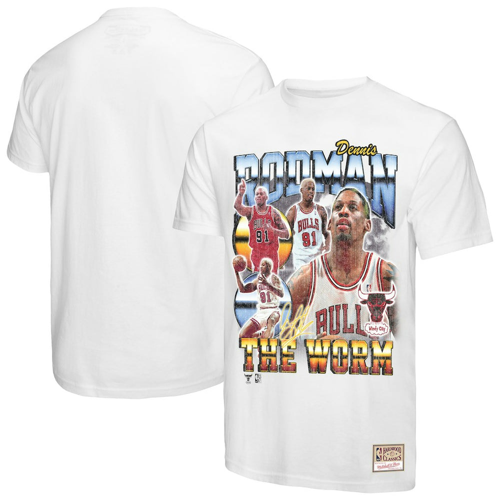 Dennis Rodman Chicago Bulls Hardwood Classics Commemorative Player Collage T-Shirt sale - White | Mitchell & Ness sale