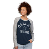 Dallas Cowboys G-III 4Her by Carl Banks Women's Waffle Knit Raglan Long-Sleeve T-Shirt - Navy/Gray cheap