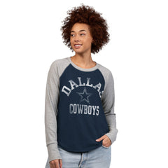 Dallas Cowboys G-III 4Her by Carl Banks Women's Waffle Knit Raglan Long-Sleeve T-Shirt - Navy/Gray cheap